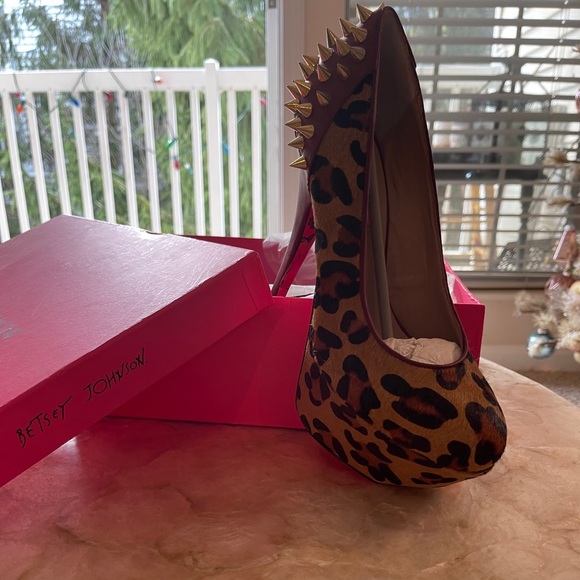 Betsey Johnson Shoes - Betsey Johnson Spiked GRRace Leopard platforms